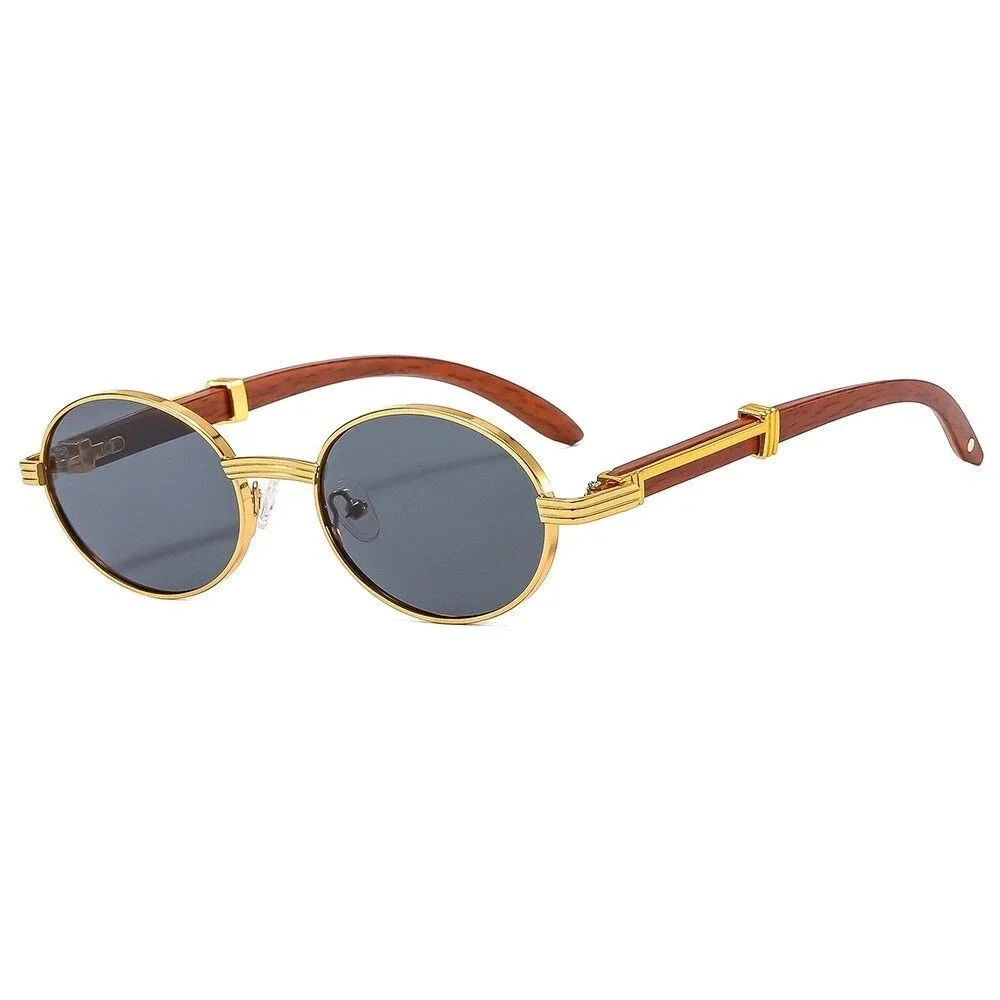Mens Hip Hop Gold Frame Sunglasses Pilot Dark Lenses Vintage Style Designer 2026